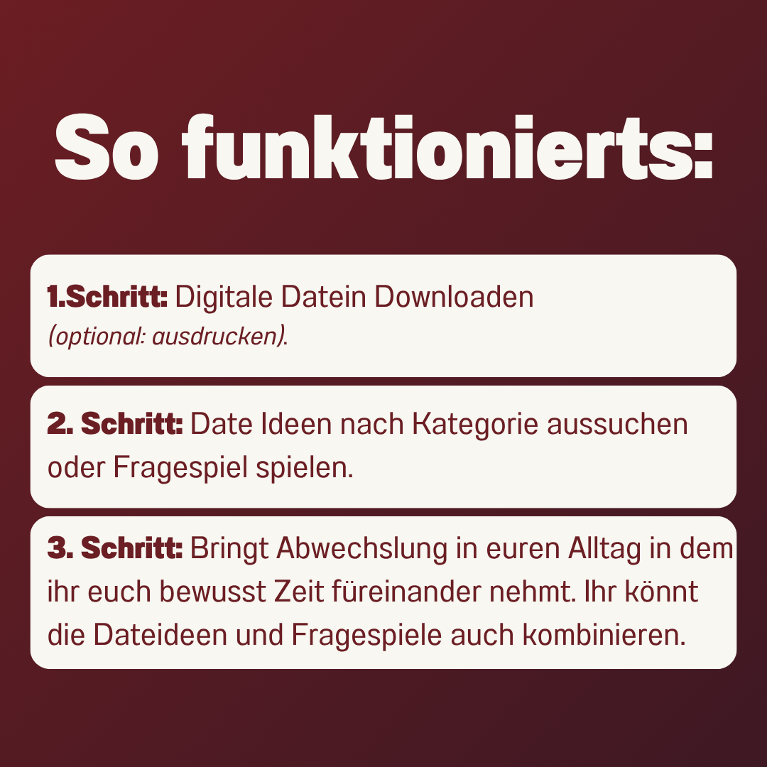 Fragespiel & Date Ideen Bundle für Paare | 40 Dateideen und 90 Fragen | PDF Download