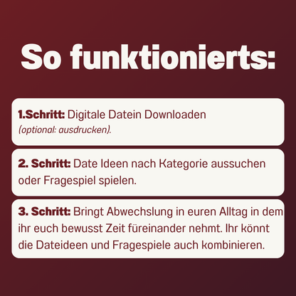 Fragespiel & Date Ideen Bundle für Paare | 40 Dateideen und 90 Fragen | PDF Download